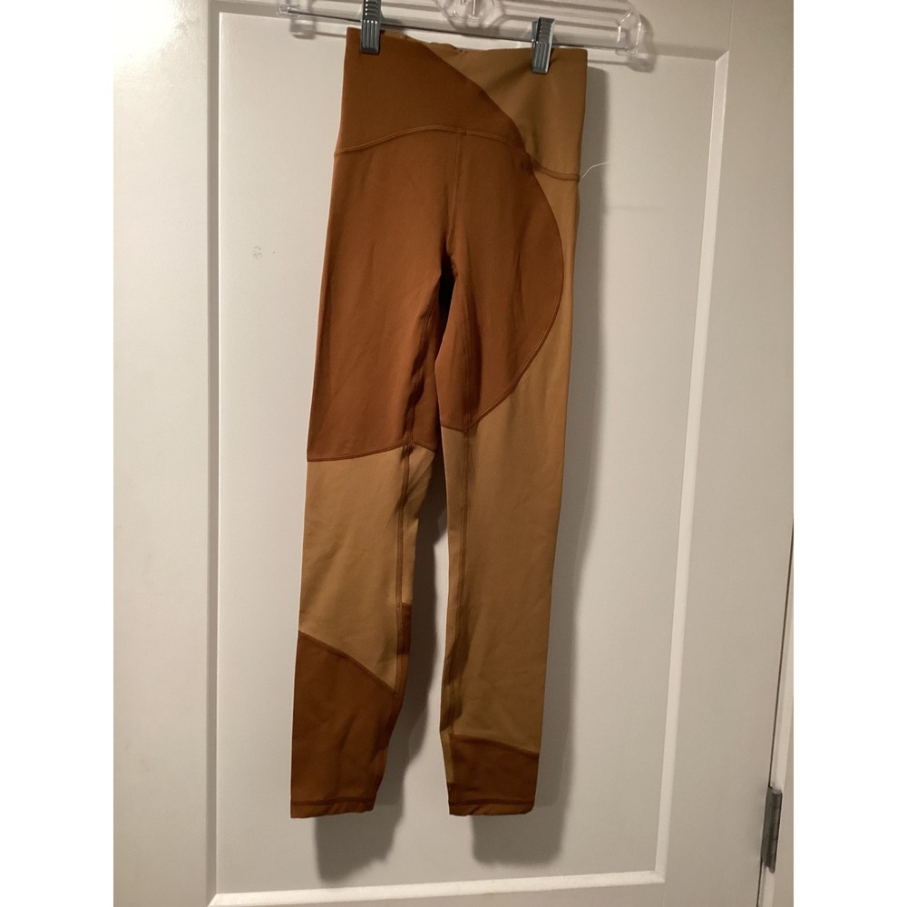 Lululemon Align High‎ Rise Colorblock Leggings Copper Tan Nulu 23 Inch Size 0